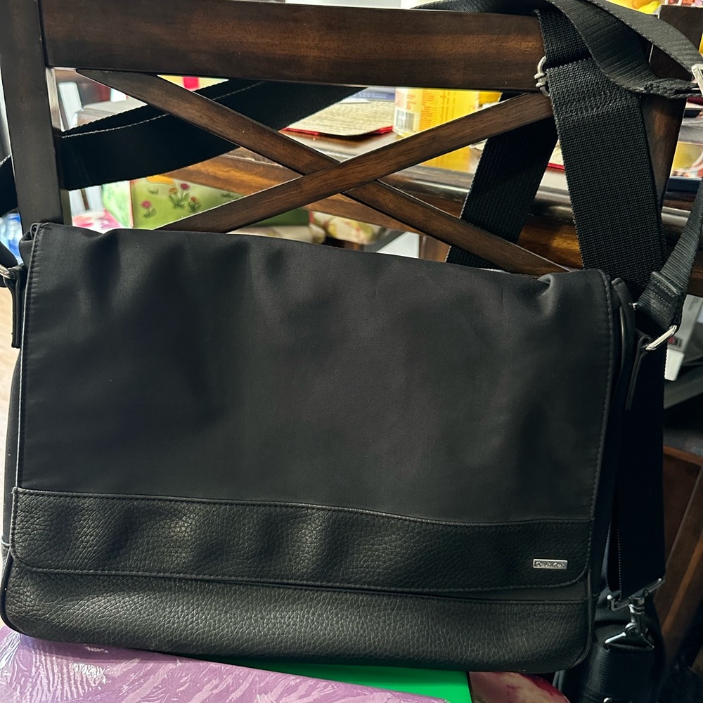 Calvin Klein messenger bag, vinyl and leather